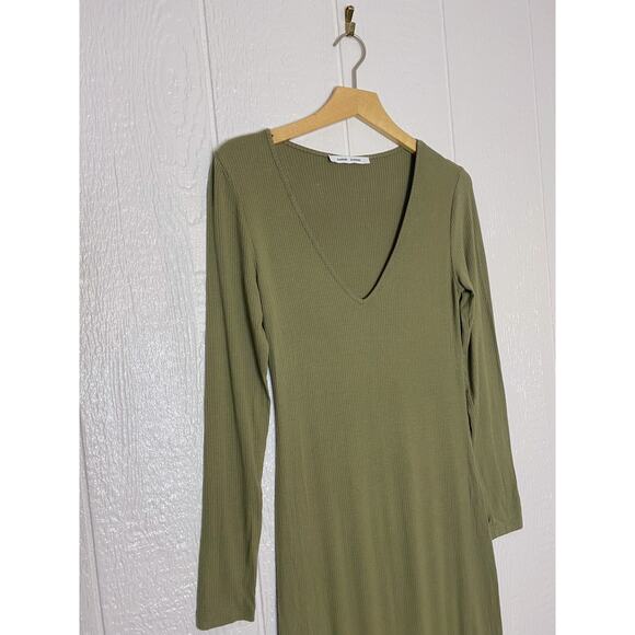 SAMSOE SAMSOE Patty Moss Green Long Sleeve Ribbed Maxi Dress US SMALL - Picture 7 of 11